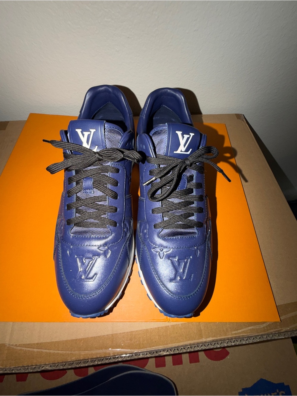 Louis Vuitton Men’s Navy Blue Leather LV Trainer Sneakers